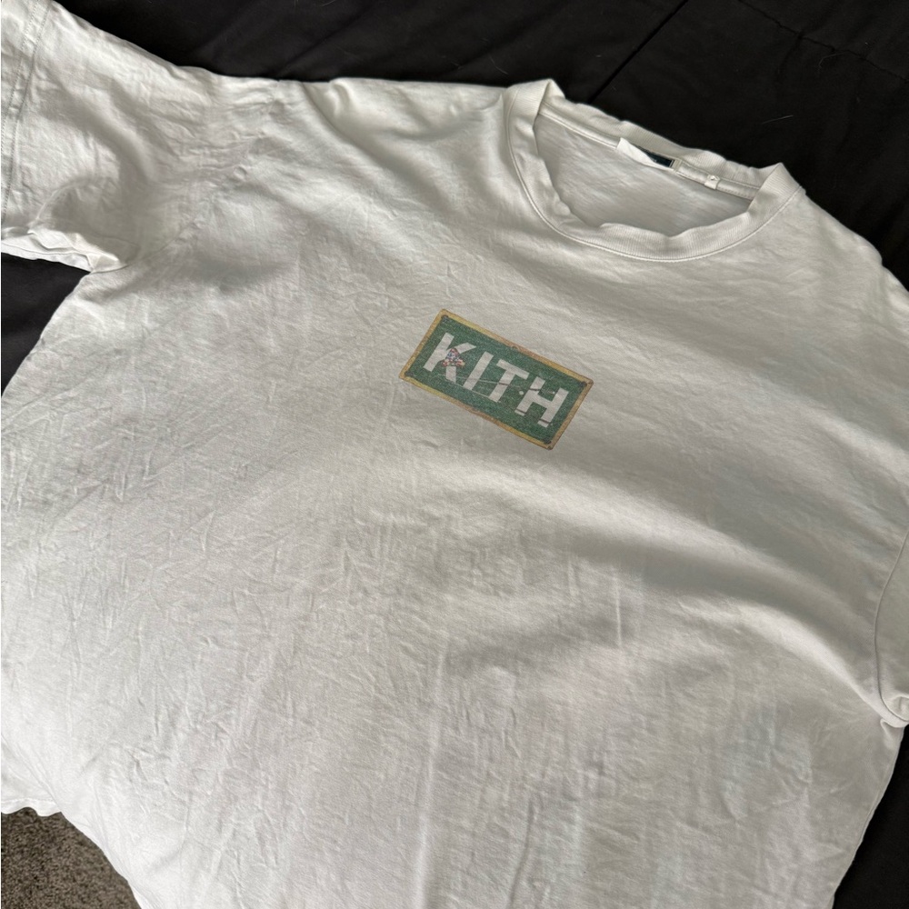 Kith White Tee with Green and Gold Box Logo